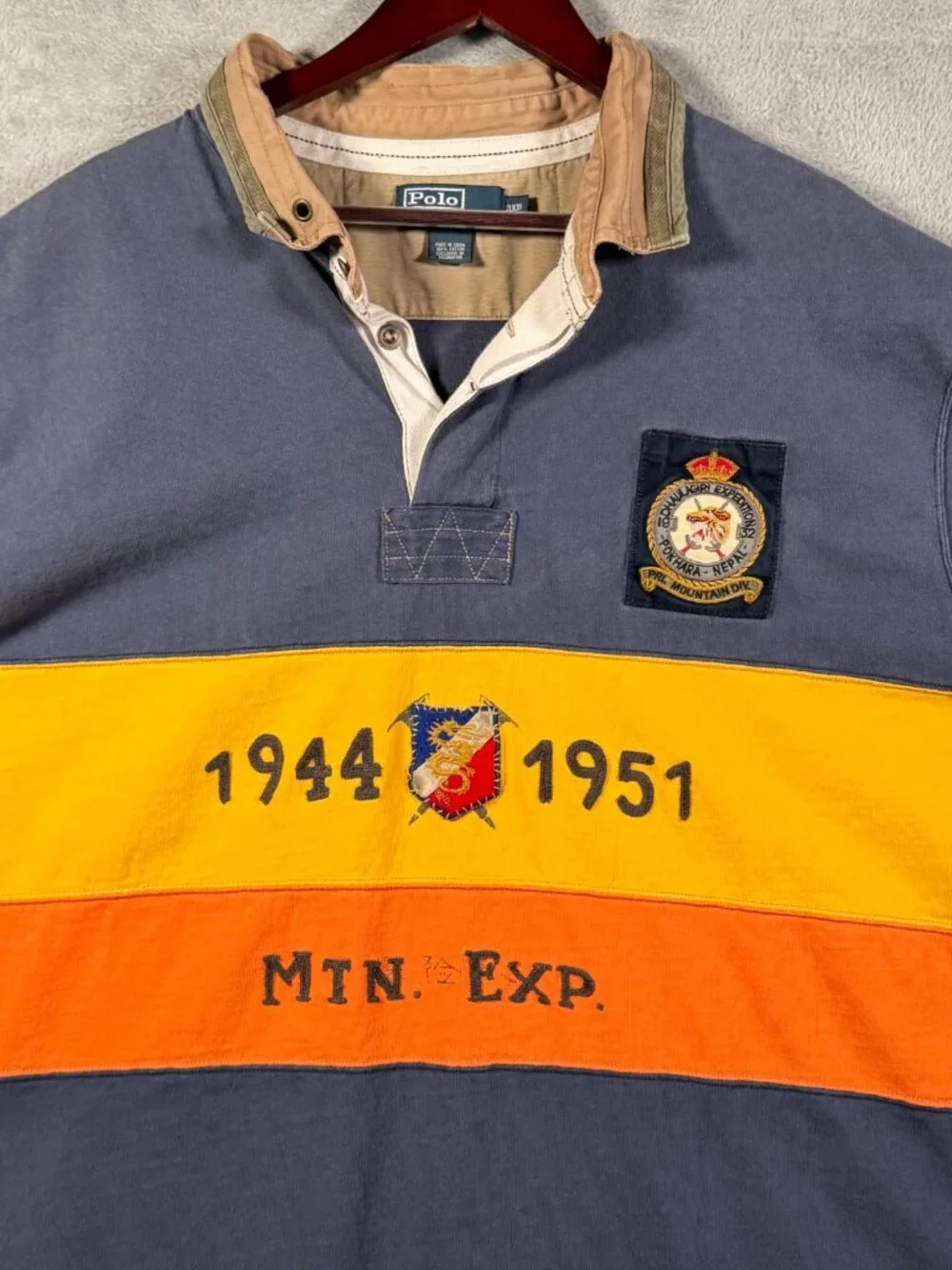 Polo Ralph Lauren Rugby Shirt Mens 3XB 3XL Big Blue Mountain Expedition Nepal